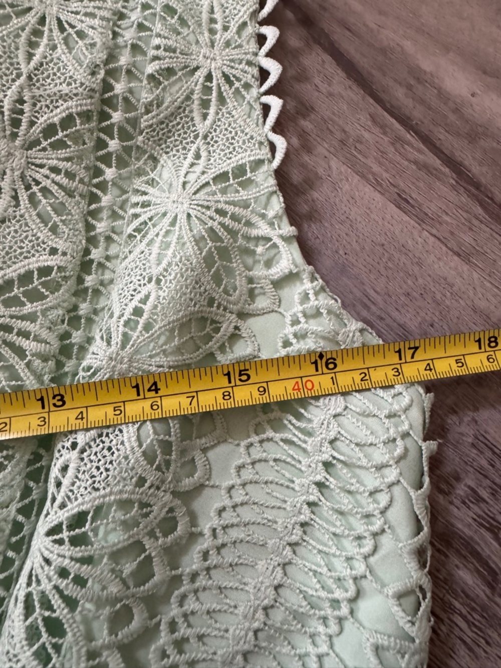 Gianni Bini Lace Dress Size 8 Mint Green Tiered Boho V-Neck - Picture 12 of 15